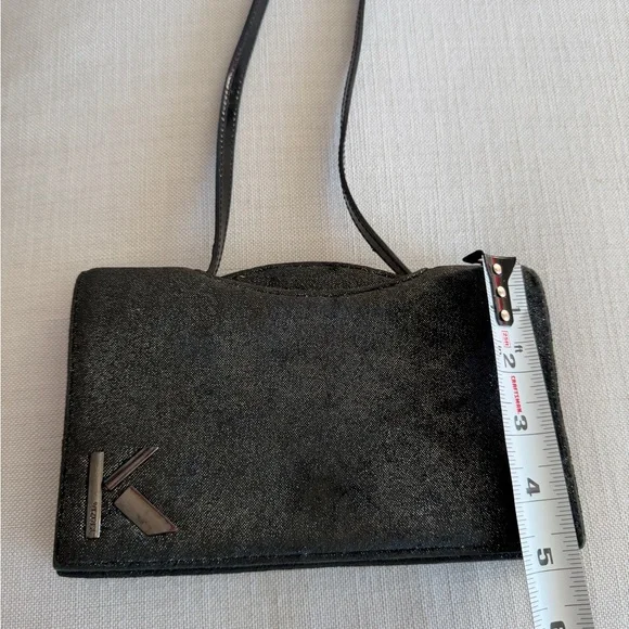KRIZIA Vintage Y2K Black Gunmetal Shimmer Evening Clutch Made in Italy - Picture 13 of 16